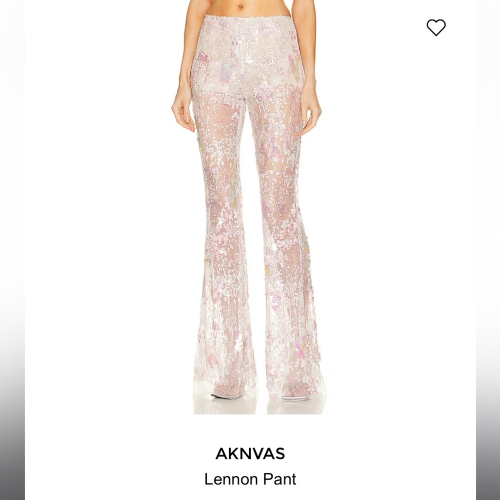 NWT Aknvas Lennon Sequin-Embellished Tulle Flared Pants - Pink size 2
